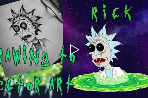 making drawing to vector with photoshop Rick and Morty | vector art - adobe photoshop tutorials