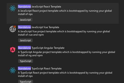 JavaScript and TypeScript Projects with React, Angular, or Vue in Visual Studio 2022 with or..