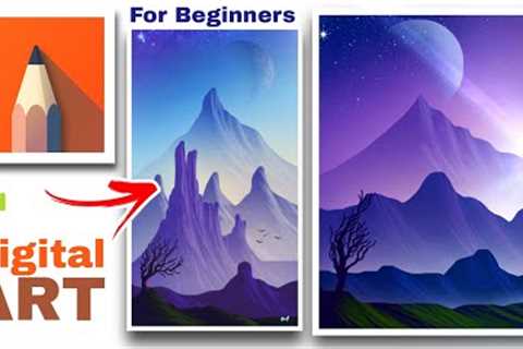 Autodesk Sketchbook Tutorial For Beginners - Imagination Fantasy Landscape / Digital Art / Android