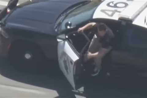 Video: Man steals CHP cruiser, jumps out on highway during pursuit