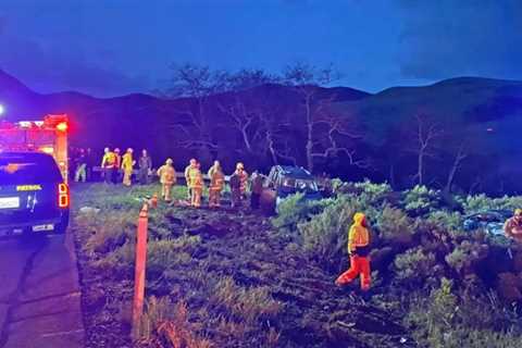 2 Calif. firefighters struck at scene of highway crash