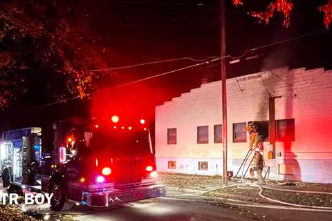 Early video from fire in Outlaws Motorcycle building in Michigan