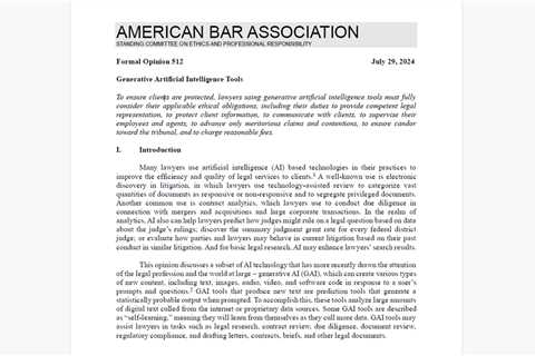 In First Ethics Ruling On Gen AI, ABA Says Lawyers Must Have Reasonable Understanding Of The..